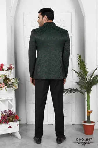 dark green imported jaquard silk jacket only