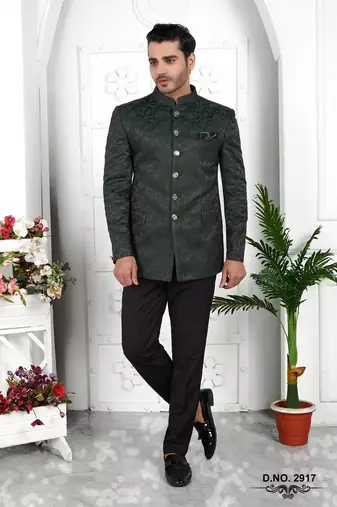 dark green imported jaquard silk jacket only