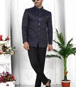 Navy blue imported jaquard silk jacket only