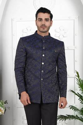 navy blue imported jaquard silk jacket only 2