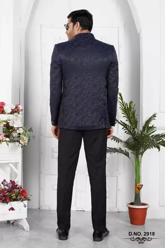 navy blue imported jaquard silk jacket only