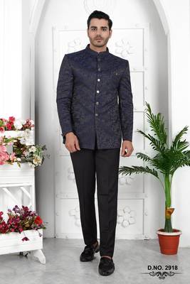 navy blue imported jaquard silk jacket only 4