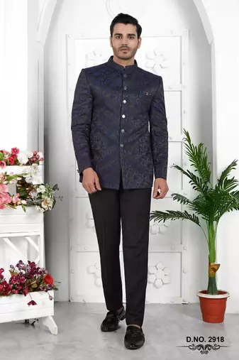 navy blue imported jaquard silk jacket only