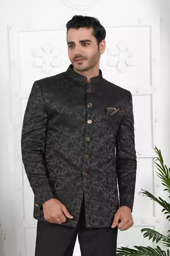 black imported jaquard silk jacket only