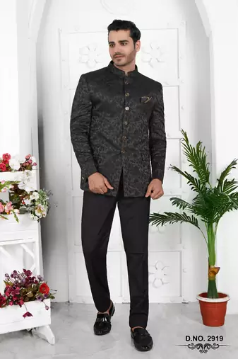 black imported jaquard silk jacket only