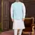 blue digital print on art silk  3pcs nehru jacket set