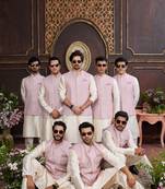 Pink digital print on art silk 3pcs jacket set