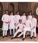 Pink digital print on art silk  3pcs jacket set