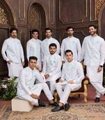 Blue digital print on art silk  3pcs jacket set