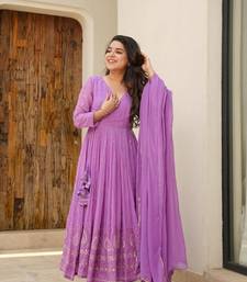 PURPLE COLORE GEORJEET PARTY WEAR SUIT SET