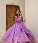 PURPLE COLORE GEORJEET PARTY WEAR SUIT SET