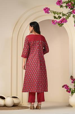 red exquisite charming kurta set 4