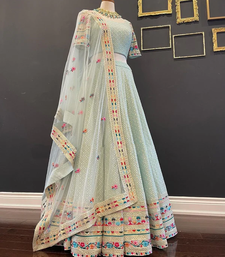 Sky blue Faux Georgette Lehenga Choli