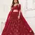 RED NET FABRIC LAHENGA WITH SEQUINS AND THREAD EMBROIDERY WORK