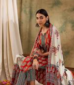 Brown Printed Pure Cotton Straight Kurti Pant and Dupatta Set