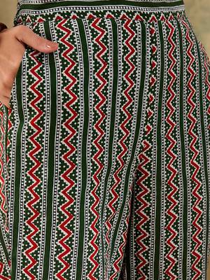 Brown Printed Pure Cotton Straight Kurti Pant and Dupatta Set 4