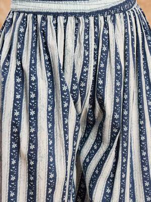 Navy Blue Printed Pure Cotton Straight Kurti Pant and Dupatta Set 4
