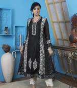 Black art silk embroidered anarkali kurta &