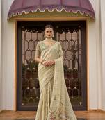 Mehendi weaving soft tissue silk blend saree with blouse