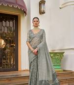 Grey weaving soft tissue silk saree with blouse