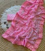 Light-Pink Embroidery Sequins Work Georgette Silk Saree