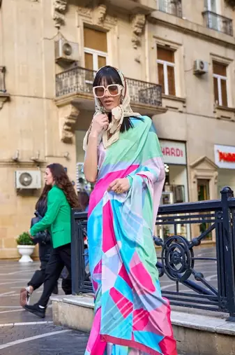 Vsaree Light Green Silk Crepe Digital Printed Saree With Blouse For Women