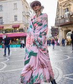 Vsaree Baby Pink Silk Crepe Digital Printed Saree With Blouse For Women