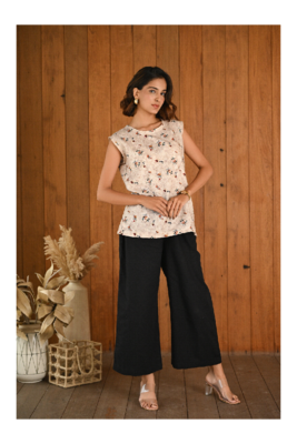 Senorita Beige printed slim fit sleeveless cotton co-ord set 2