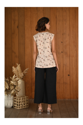 Senorita Beige printed slim fit sleeveless cotton co-ord set 3