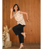 Senorita Beige printed slim fit sleeveless cotton co-ord set