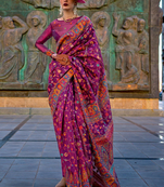 Rani Pink Organza Silk Handloom Weaving Silk Saree With Rich Pallu atteched With Blouse