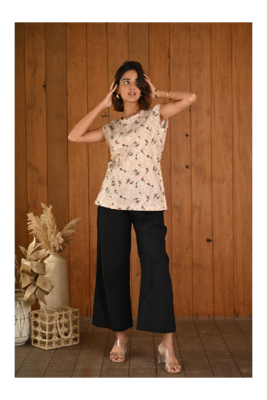 Senorita Beige printed slim fit sleeveless cotton co-ord set 5