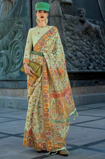 Green Organza Silk Handloom Weaving Silk Saree With Rich Pallu atteched With Blouse