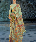 Green Organza Silk Handloom Weaving Silk Saree With Rich Pallu atteched With Blouse