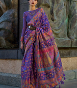 Purple Organza Silk Handloom Weaving Silk Saree With Rich Pallu atteched With Blouse