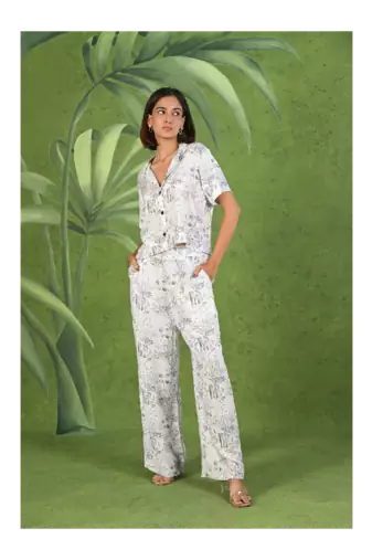 Senorita White blue grey modal half sleeve co-ord set