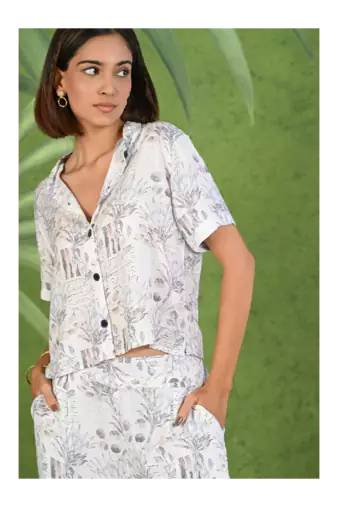 Senorita White blue grey modal half sleeve co-ord set