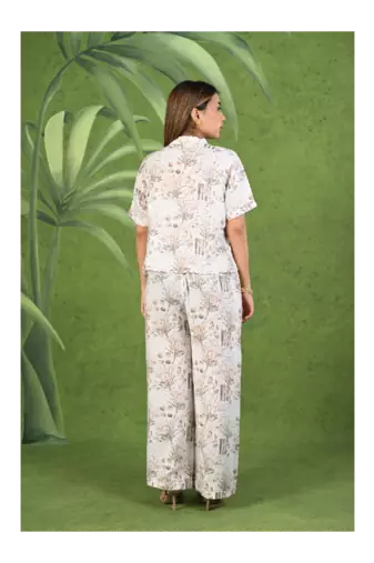 Senorita White & brown modal half sleeve co-ord set