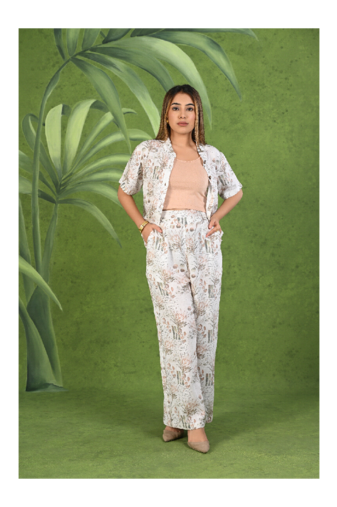 Senorita White & brown modal half sleeve co-ord set
