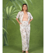 Senorita White & brown modal half sleeve co-ord set