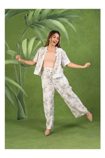 Senorita White & brown modal half sleeve co-ord set