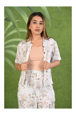 Senorita White & brown modal half sleeve co-ord set 4