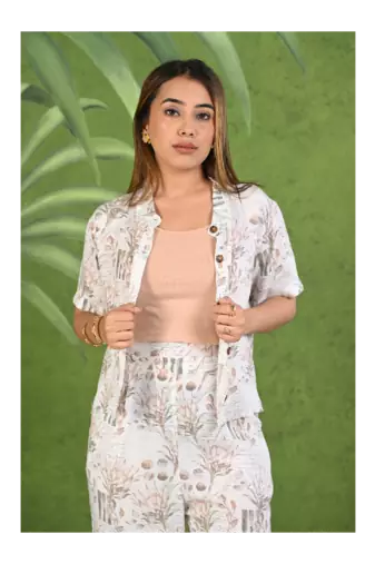 Senorita White & brown modal half sleeve co-ord set