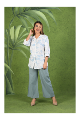 Senorita Light blue & white modal & linen cotton full sleeve co-ord set-005-wcod-ltblu-wht s 1
