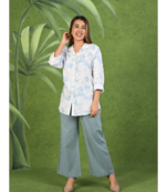Senorita Light blue & white modal & linen cotton full sleeve co-ord set-005-wcod-ltblu-wht s