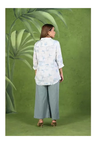 Senorita Light blue & white modal & linen cotton full sleeve co-ord set-005-wcod-ltblu-wht s