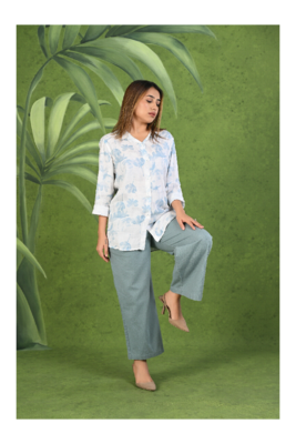 Senorita Light blue & white modal & linen cotton full sleeve co-ord set-005-wcod-ltblu-wht s 3