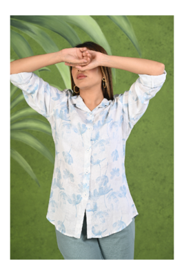 Senorita Light blue & white modal & linen cotton full sleeve co-ord set-005-wcod-ltblu-wht s 4