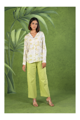 Senorita Light green & white modal & linen cotton full sleeve co-ord set 1