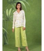 Senorita Light green & white modal & linen cotton full sleeve co-ord set